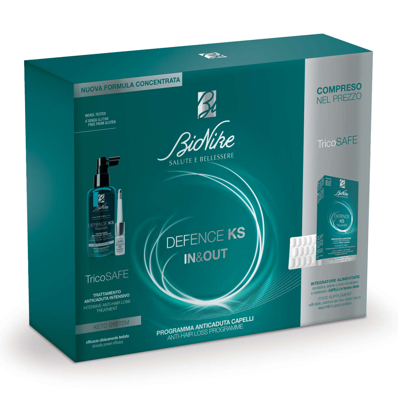 Bionike Defence Ks In & Out Bipack - Trattamento anticaduta + attivatore capillare + Integratore alimentare - Nuova formula concentrata-image
